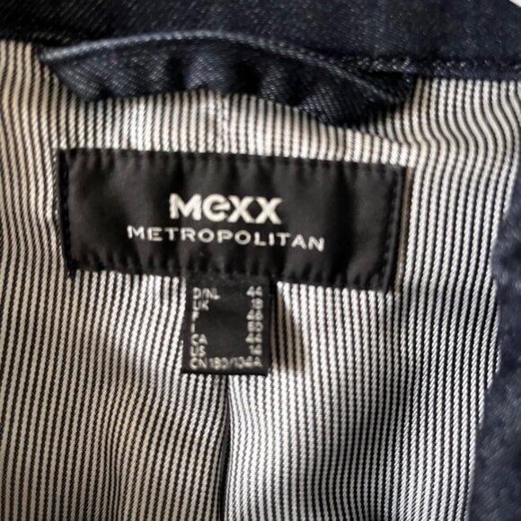 Mexx black cropped snap button front swing denim blazer size 14 - Picture 7 of 8